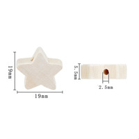 Couleur bois naturel 19mm étoile à cinq branches en bois écologique créatif bricolage à la main Art perles matériaux fête des pères
