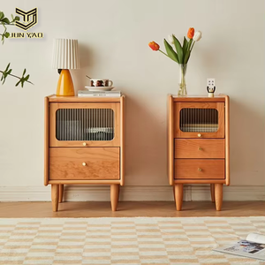 Scandinavian Modern Mini Bedroom Side Cabinet Solid Japanese Cherry Oak <strong>Bedside</strong> <strong>Table</strong> Storage for Small Spaces Home Furniture - Product Image 2