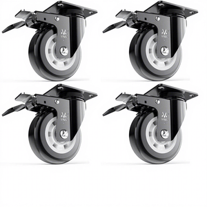 Hochleistungsplatten-Lenk rollen 4 "PU,Premium-Polyurethan-Doppel kugellager, leicht zu verriegeln oder zu entsperren - Product Image 1