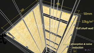 Lámina <span class=keywords><strong>de</strong></span> Lana <span class=keywords><strong>de</strong></span> Vidrio Ultrafina - Paneles Acústicos Ignífugos Ecológicos para Techos <span class=keywords><strong>de</strong></span> Almacenes y Dormitorios con Soluciones <span class=keywords><strong>de</strong></span> Modelado 3D - Product Image 2