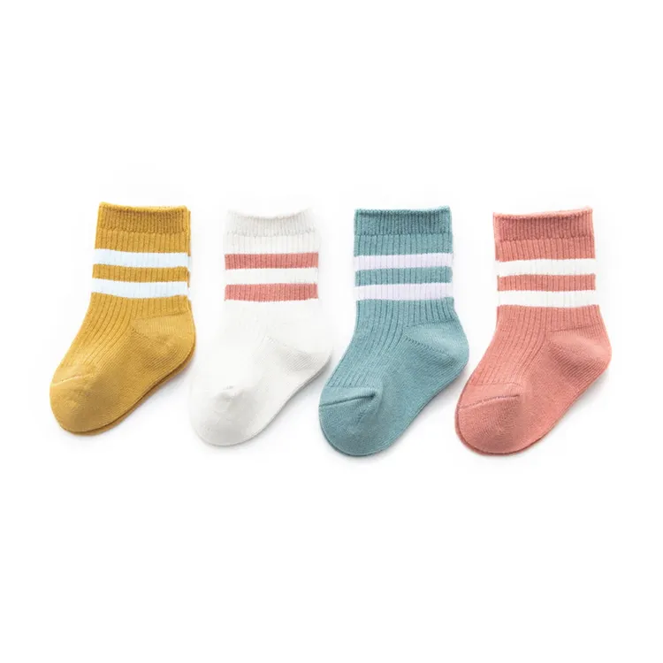 Kids Stripe Organic Cotton Knit Toddler Socks Student Socks