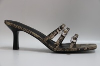 Sandales à talons élégantes et chics à bout carré marron à l'effigie d'un léopard, à brides, augmentant la taille, à enfiler, pour les soirées, les mariages et les occasions spéciales