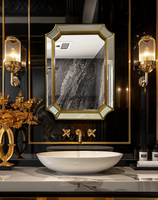 Miroir mural de salle de bain de luxe moderne et simple en PU, forme extraterrestre, pour la décoration de la salle de bain, du salon et de la chambre à coucher