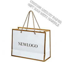 Sacs cadeaux en papier de luxe personnalisés avec impression de logo, sacs de shopping recyclables pour boutique, emballage blanc et noir pour bijoux et vêtements