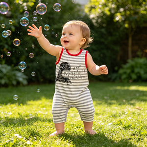 Vestiti per Neonati e Bambini, Tutina in Cotone Estiva Senza Maniche, Chiusura con Bottoni, 6-18 <span class=keywords><strong>Mesi</strong></span>, <span class=keywords><strong>Abbigliamento</strong></span> per Neonati - Product Image 4