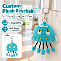 Porte-clés en peluche personnalisé avec logo, animal marin pieuvre mignon, porte-clés promotionnel en peluche, fournisseur de porte-clés en peluche personnalisés, vente chaude