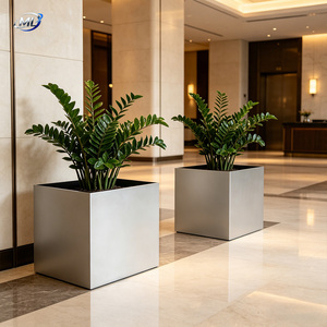 Modern <b>Square</b> Stainless Steel <b>Planter</b> Outdoor Garden Plant Pot Minimalist Design Powder Coated Finish - Product Image 4
