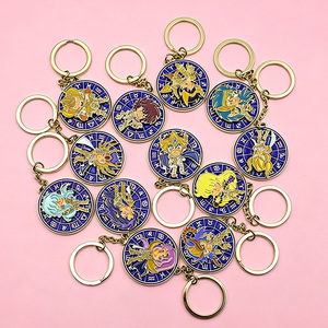 Pendentif personnalisé en émail doux, dessin animé, douze constellations, porte-clés des 12 signes du zodiaque pour les fans d'art et de collection - Product Image 2