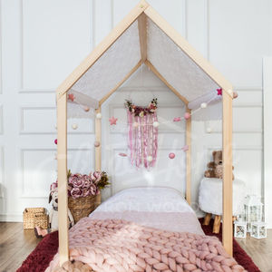 Lit en bois de pin massif pour enfants Meubles de chambre à coucher de style antique sans barrières pour ferme et salon modernes - Product Image 4