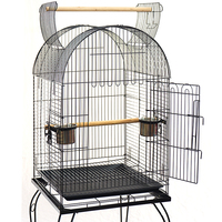 Cage à oiseaux classique grande taille avec plateau en plastique pour perruches et canaris, support roulant en fer thermolaqué, emballée en boîte, vente en gros