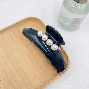 Grande pince à cheveux en acétate, style rétro français, avec perles, pour femmes - Product Image 5