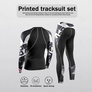 ชุดเสื้อและกางเกงแขนยาวแห้งเร็วระบายอากาศได้ดีสำหรับผู้ชายสำหรับกีฬากลางแจ้งฟิตเนสขนาดยุโรปและอเมริกาพิมพ์ลาย - Product Image 5