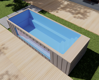 Piscine mobile en conteneur maritime de 40 pieds avec équipement complet et grande fenêtre - Sans escalier