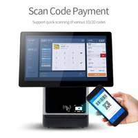 Win10 Tout en Un Pos Caisse Enregistreuse Double Écran Intel I5 Pos Terminal QR Code Scanner Pos Matériel avec Imprimante Thermique 58/80mm