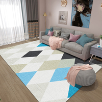 Tapis de salon et de bureau en polyester de style pastoral moderne, couleur claire, à poils ras, lavable en machine