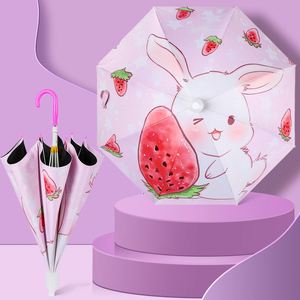 Parapluie pour enfants de 21 pouces, motif dessin animé, bords arrondis, anti-pincement, design de sécurité, tissu enduit noir anti-UV, directement du fabricant - Product Image 1