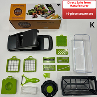 14/16 Inch Multifunctionele Plastic Groentechopper Handmatige Voedselsnijder Veilige Groentesnijder