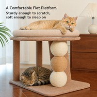 Lit-griffoir tout-en-un pour chat en corde de coton tressée, design 2 niveaux, durable et peu encombrant, idéal pour grimper et sauter