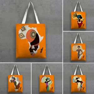 Afrikanische Damen-Humanistische Lebens-Einkaufstasche Leinwandmaterial mit Karikaturmuster Einkaufstasche