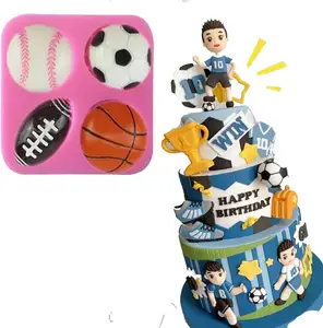 2022 MINI Football Basketball Tennis Sport Boys Silicone Fondant Mold Cake Decorating Tool Paste Sugar Pastry Decoration