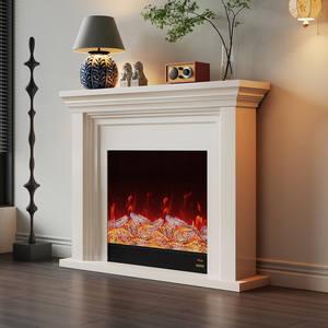 Cheminées électriques à circuit intégré avec foyer <span class=keywords><strong>en</strong></span> <span class=keywords><strong>fonte</strong></span> et cadre <span class=keywords><strong>en</strong></span> pierre calcaire, meubles <span class=keywords><strong>en</strong></span> bois et portes d'appoint - Product Image 5