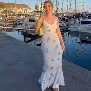 Dropshipping Resort mare donna estate Boheme stampa floreale elegante senza maniche Sexy Maxi abiti sottoveste donna - Product Image 1