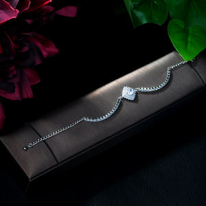 Hibride Dames Trendy Vierkant En Waterdruppel Micro-Pave Kristallen Manchet Armband Prachtige Zirkonia Sieraden Voor Jurken B-06 - Product Image 3