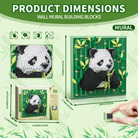 Nouvelle série animale, décoration murale 3D en forme de panda, blocs de construction à assembler, modèle de mini briques, jouet