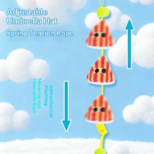 Jouet pour <span class=keywords><strong>chat</strong></span> à ressort en forme de <span class=keywords><strong>parachute</strong></span>, à suspendre à la porte, pour l'auto-entretenissement et le soulagement de l'ennui, avec boule en fourrure et bâton de stimulation à corde élastique - Product Image 1