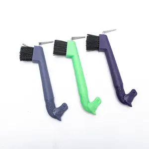 High quality colorful horse head handle hoof pick brush plastic horse brush