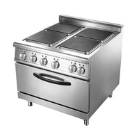 Cuisinière électrique commerciale à 4 brûleurs carrés avec four électrique en acier inoxydable pour une utilisation polyvalente en cuisine