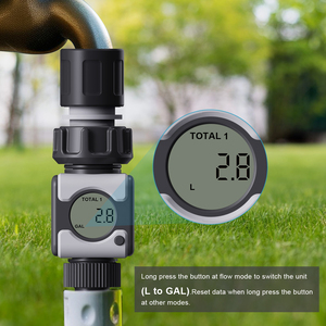Digital Garden <b>Water</b> <b>Flow</b> <b>Meter</b> with Backlit LCD Display, IPX6 Waterproof Hose Outdoor Hose, Gallons - Product Image 3
