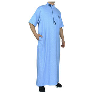 Alta calidad clásico musulmán colores mezclados Marruecos hombres manga corta Thobe Ropa Étnica tradicional - Product Image 4