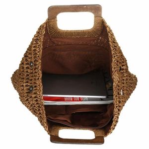 Handgefertigter Leinentaschen für Damen, Tote-Bags mit Reißverschluss und Futter, Häkel-Boho-Geldbörsen, gewebte Knotentaschen - Product Image 6