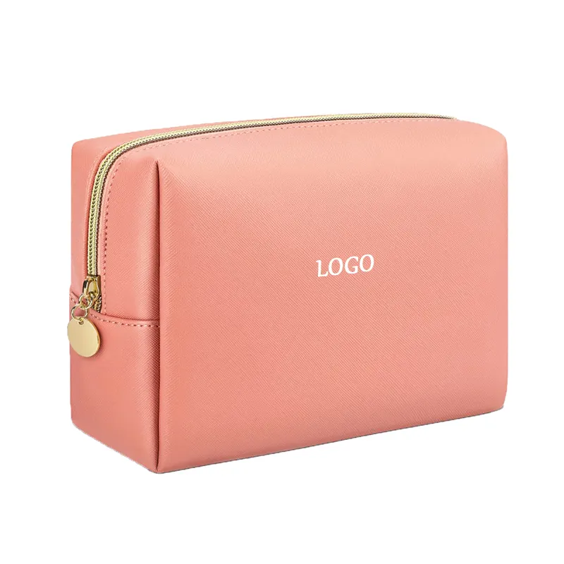 Custom Logo Cheap Water-Resistant PU Vegan Leather Portable Toiletry Bag Travel Cosmetic Pouch Small Makeup Case for Women