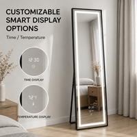 Miroir de salle de bain LED rectangulaire intelligent personnalisable avec éclairage frontal, commande tactile, anti-buée, Bluetooth, pour maquillage