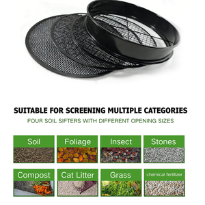 Ensemble de tamis de jardin robustes en plastique noir, tamis à mailles de plusieurs tailles, pour pelouse extérieure, compost, terre, <span class=keywords><strong>sable</strong></span>, gravier - Product Image 3