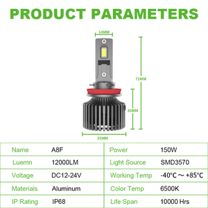 Faro LED A8F Específico para Modelo, 12000Lm 150W, Doble Haz, Plug and Play, Luz Delantera para Auto, para BMW F10/F30, Audi A4, Toyota <span class=keywords><strong>Corolla</strong></span> - Product Image 2