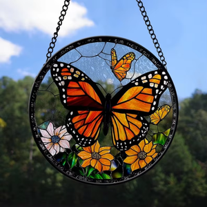 Bướm Màu cử<span class=keywords><strong>a</strong></span> sổ treo màu bướm suncatcher với chuỗi vòng hoa dấu hiệu cho vườn hoa cử<span class=keywords><strong>a</strong></span> hàng - Product Image 4