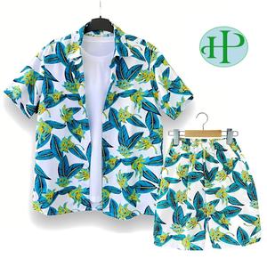 Ensembles de vêtements de plage haut de gamme Hawaï, séchage rapide, 2 pièces, chemise et short imprimés tropicaux pour les vacances d'été et les soirées à la piscine - Product Image 3