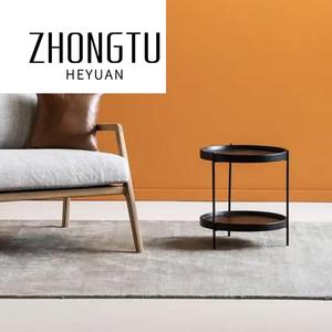 <span class=keywords><strong>Table</strong></span> d'appoint ronde <span class=keywords><strong>en</strong></span> bois massif de designer moderne Support <span class=keywords><strong>en</strong></span> acier pour coin salon Centre café Petite <span class=keywords><strong>table</strong></span> <span class=keywords><strong>à</strong></span> thé double couche - Product Image 2
