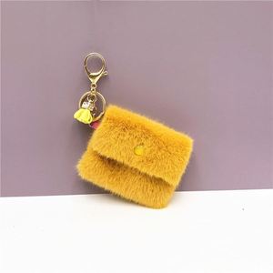 <b>Mini</b> Charming Plush Cute Coin Bag Wallet Keychain Muti-Colored <b>Backpack</b> Earphone Storage Bag Fluffy Pendant Bag Keyrings - Product Image 5