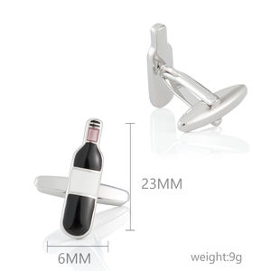 Commercio all'ingrosso di moda di alta qualità combinazione epossidica smalto bottiglia di vino rosso calice gemelli gioielli - Product Image 6
