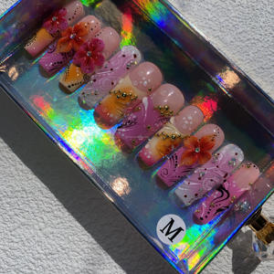 Oferta Especial: 10 Uñas Postizas Acrílicas Reutilizables con Diseño <span class=keywords><strong>de</strong></span> Pato, Hechas a Mano, <span class=keywords><strong>para</strong></span> Niños, Modelo Cuadrado con Patrón Artificial - Product Image 6