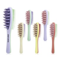 Peigne applicateur de massage du cuir chevelu personnalisé double face en ABS multicolore, brosses démêlantes pour cheveux, ensemble de pinceaux de maquillage pour femmes