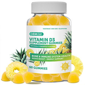 Suplemento de Gomitas de Vitamina D3 K2 Sin Azúcar Natural de Marca Privada OEM, Apoyo Saludable para Músculos y Huesos para Adultos - Product Image 1