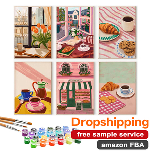 Kit Pittura con Numeri Fai da Te per Adulti, Set da 6 Pezzi, Tema Natura Morta con <span class=keywords><strong>Caffè</strong></span> Francese, per Decorazione Murale Domestica - Product Image 1