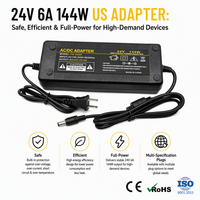 Adaptateur secteur 24V 6A 144W, chargeur 12V 24V 48V 3A 5A 6A 7A 8A 10A 15A 20A
