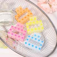Pinza de Pelo Cuadrada Mini de Plástico de 5cm con Diseño Retro Pop Art, Estampado UV de Puntos de Gelatina Cristalina, Accesorio para Peinados Medios o Altos, Ideal para Fiestas