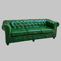 Konvertierbares Traditionelles Chesterfield-Sofa 3-Sitzer Echtes Leder Tief Gesteppt Luxuriöse Wohnzimmermöbel für Lagernutzung